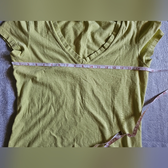 Kenar • Chartreuse V-Neck Short Sleeve Tee • L - Picture 5 of 5
